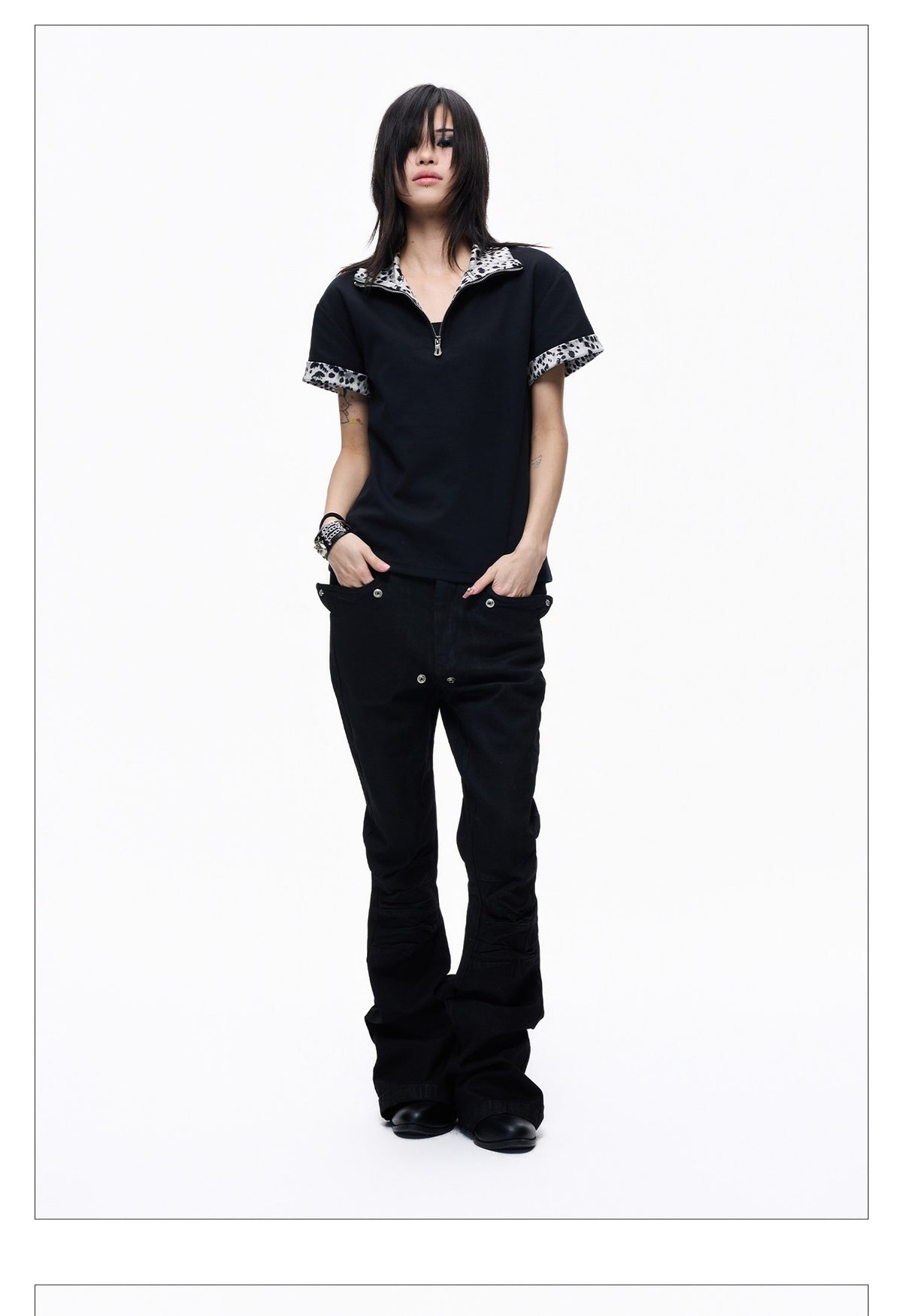 Two-piece Leopard Slim-fit Short-sleeve T-shirt