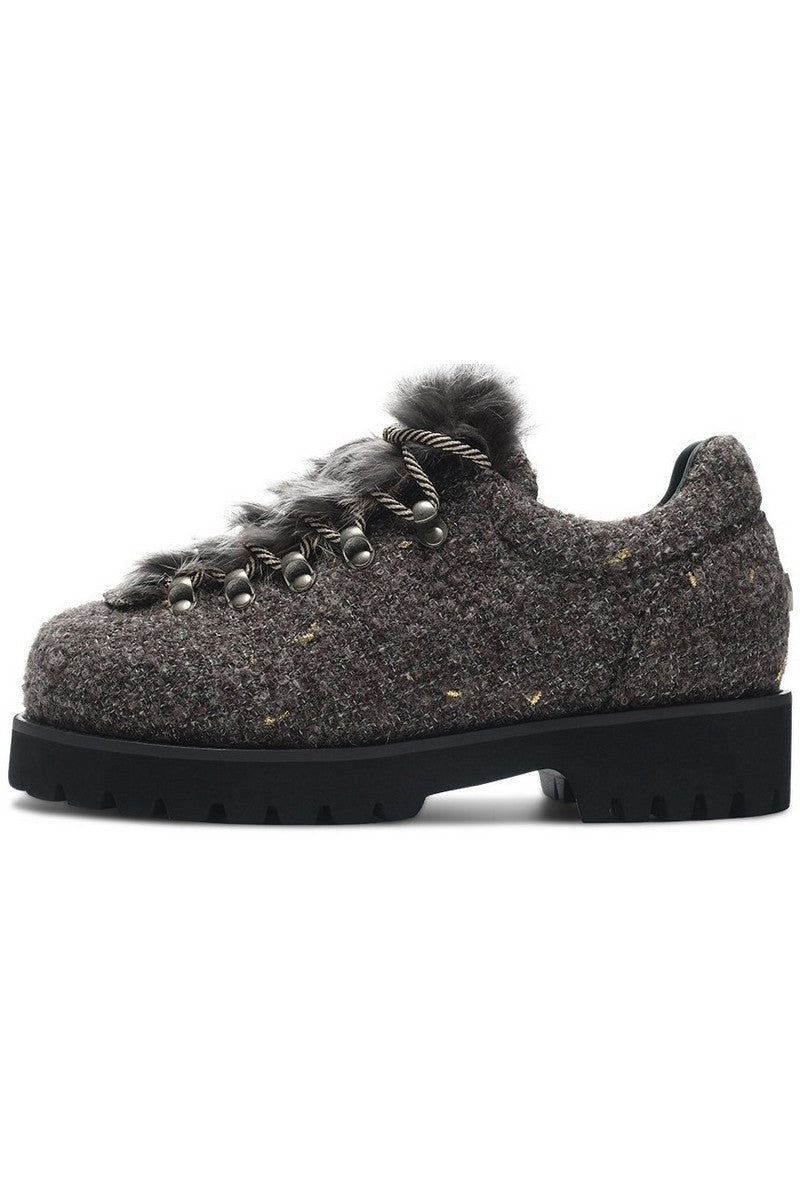 Fur-Tongue Derby Shoes