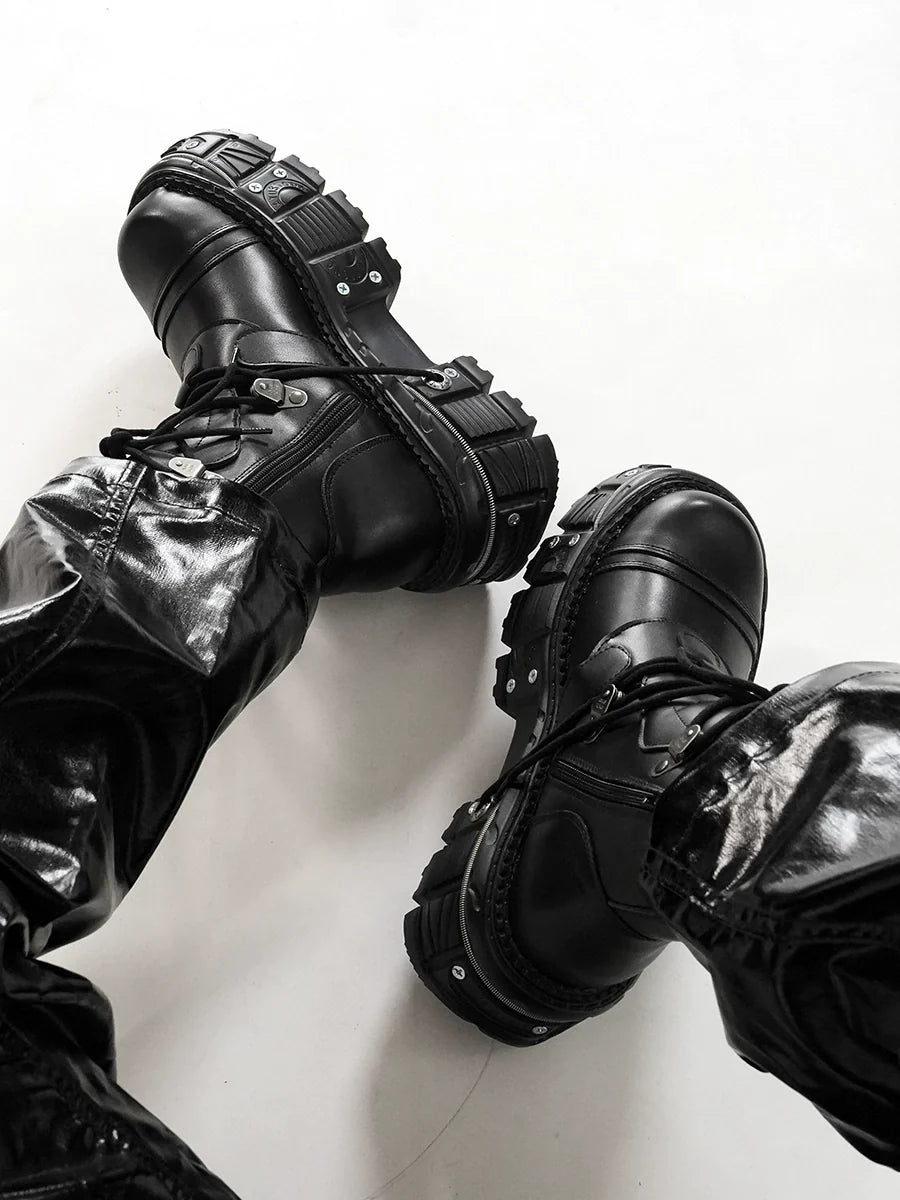 Thick Sole 6cm Height-Increase Mid-Calf Boots