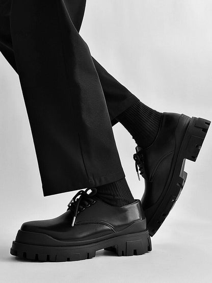 Lace Up Thick Sole Plain Shoes