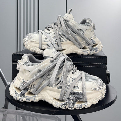 Paint Splash Rope Lace Chunky Sole Sneakers