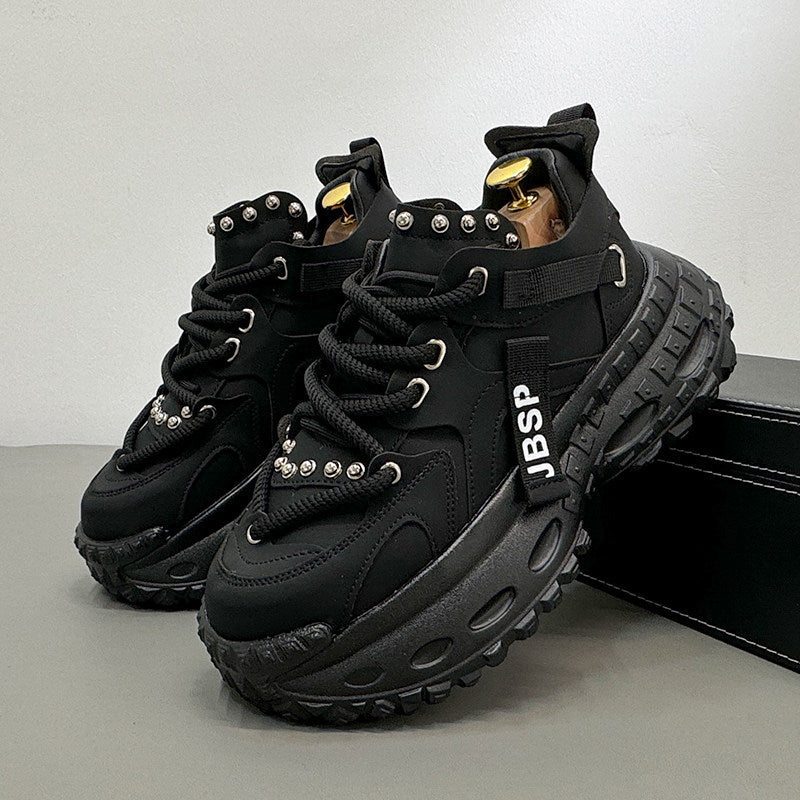 Chunky Platform Studded Lace-Up Sneaker Boots