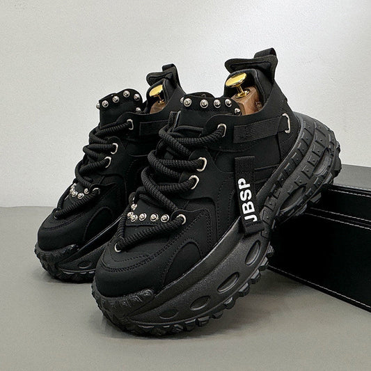 Chunky Platform Studded Lace-Up Sneaker Boots