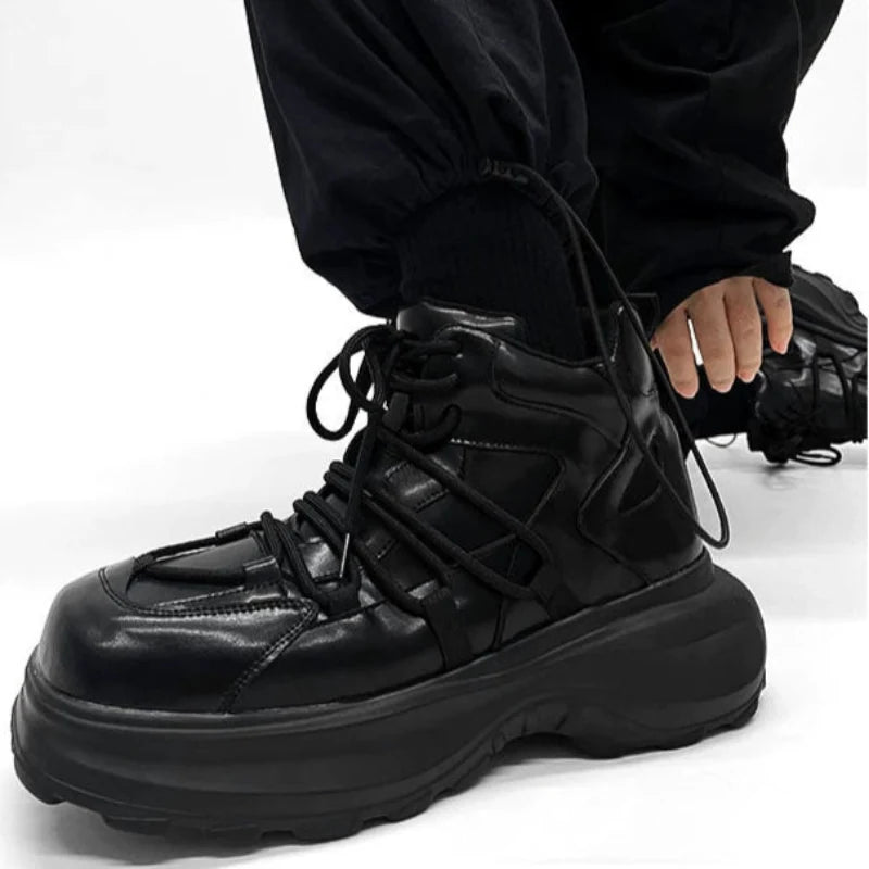 High-Top Chunky Sole Leather Shoes