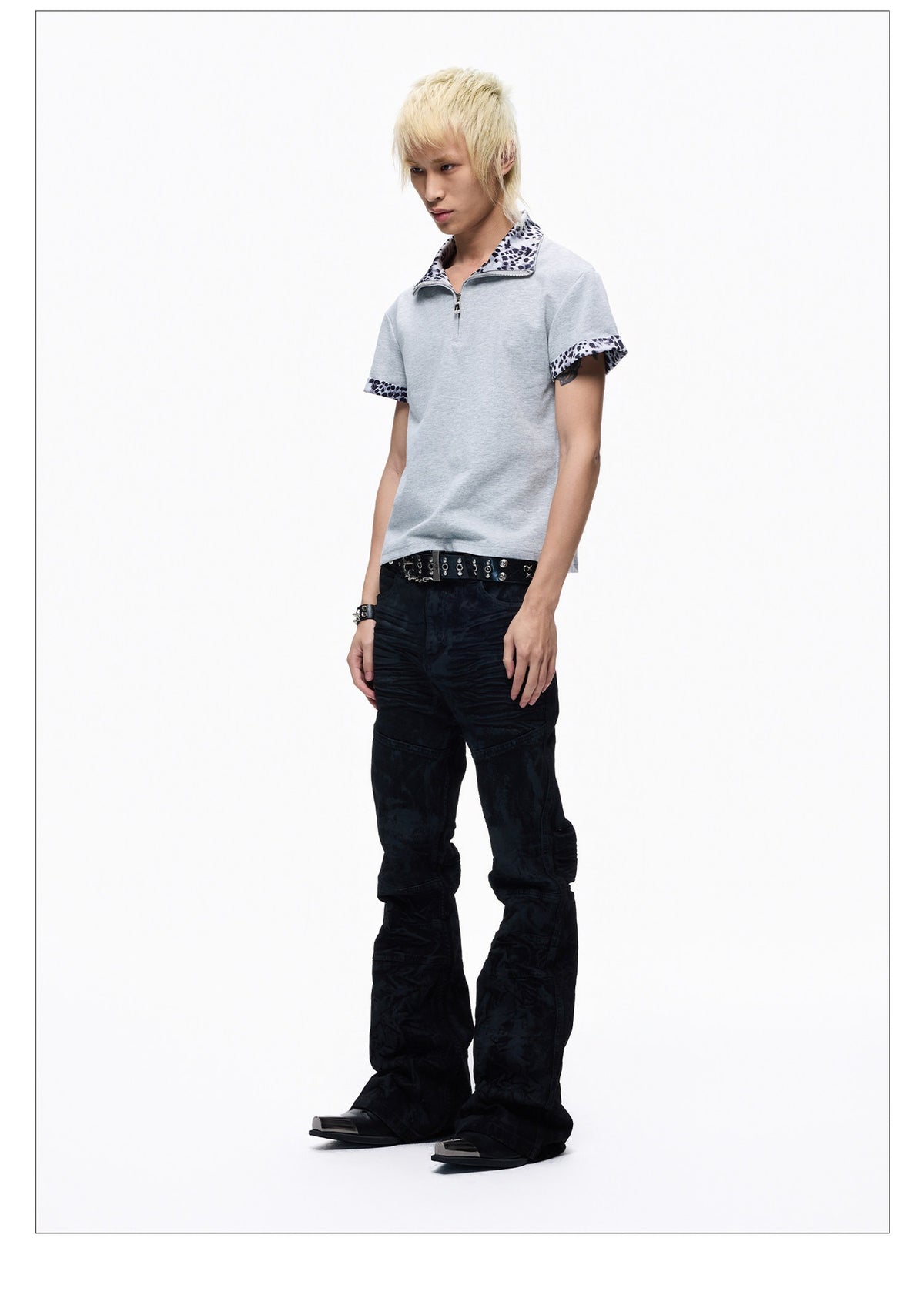 Two-piece Leopard Slim-fit Short-sleeve T-shirt