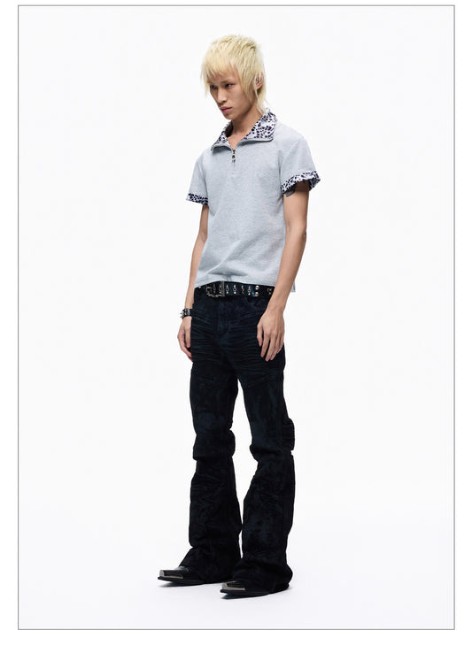 Two-piece Leopard Slim-fit Short-sleeve T-shirt