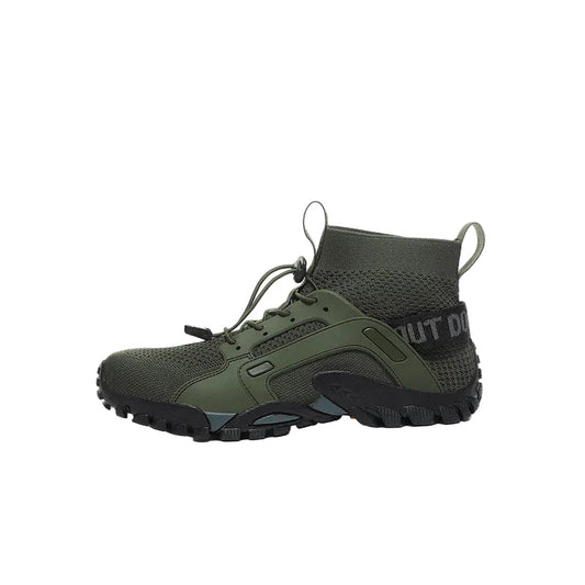 High-Top Knit Panel Chunky Sneakers