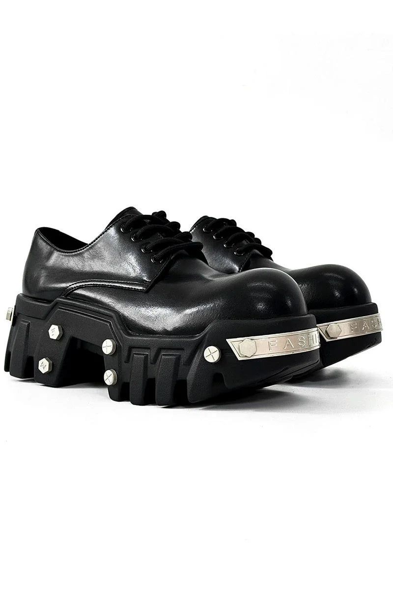 Futuristic Black 8cm Platform Oxfords