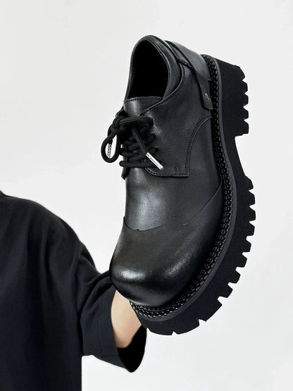 Thick Sole Uplift Leather Shoes