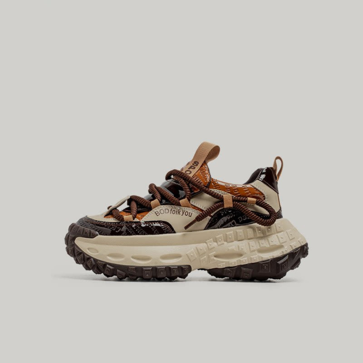 Color Block Chunky Sole Lace-Up Sneakers