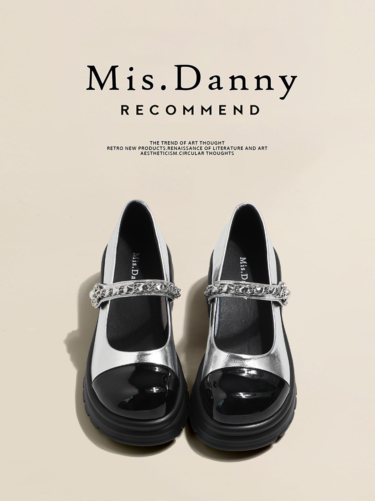 Rhinestone Strap Metallic Mary Jane Flats