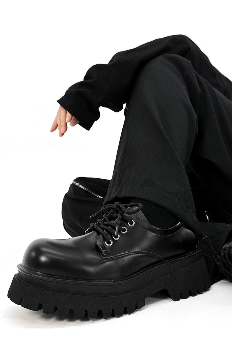 Chunky Black Platform Derby Shoes