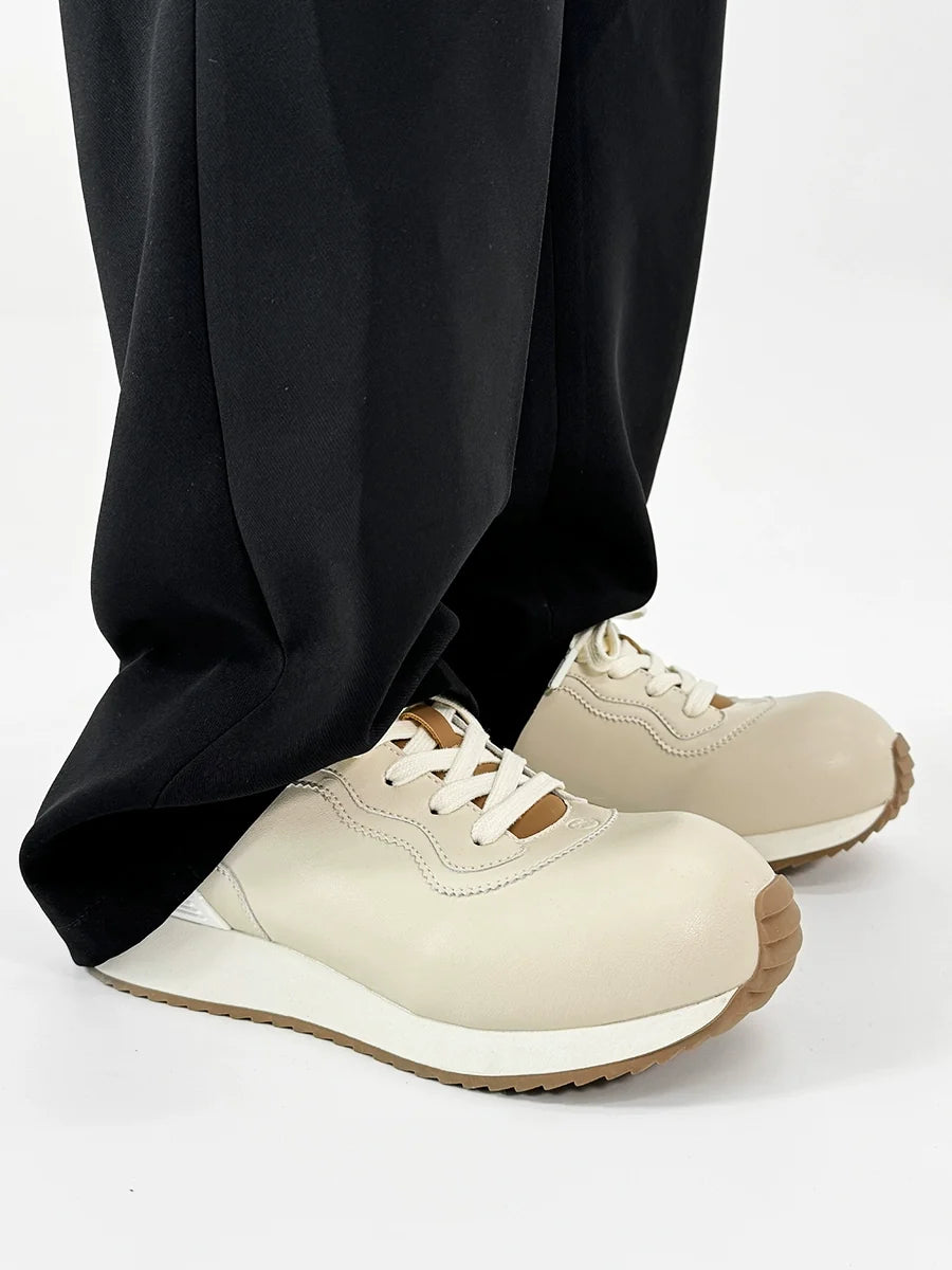 Chunky Design Leahter Running Sneakers WN19119