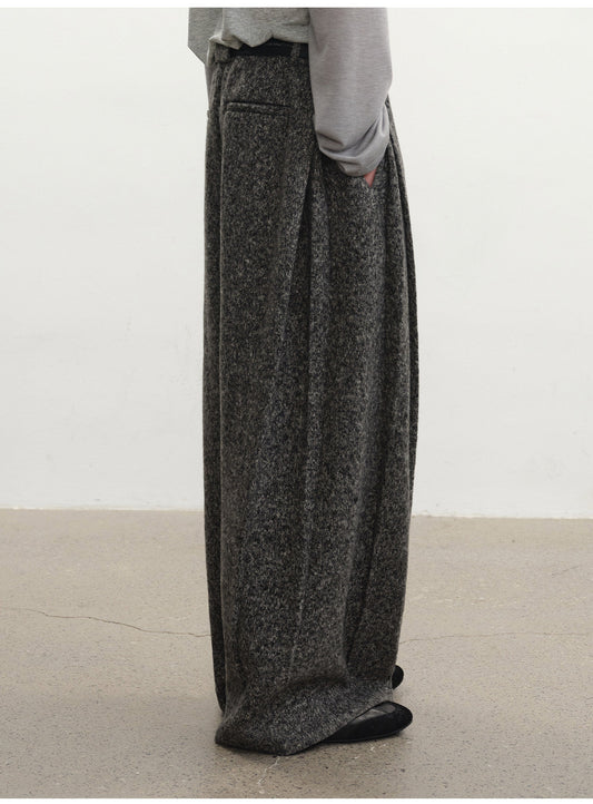 Side-Pleated Casual Pants