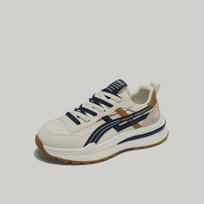 Color-Block Stripe Panel Lace-Up Sneakers