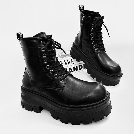 Lace Up Thick Sole Short Boots