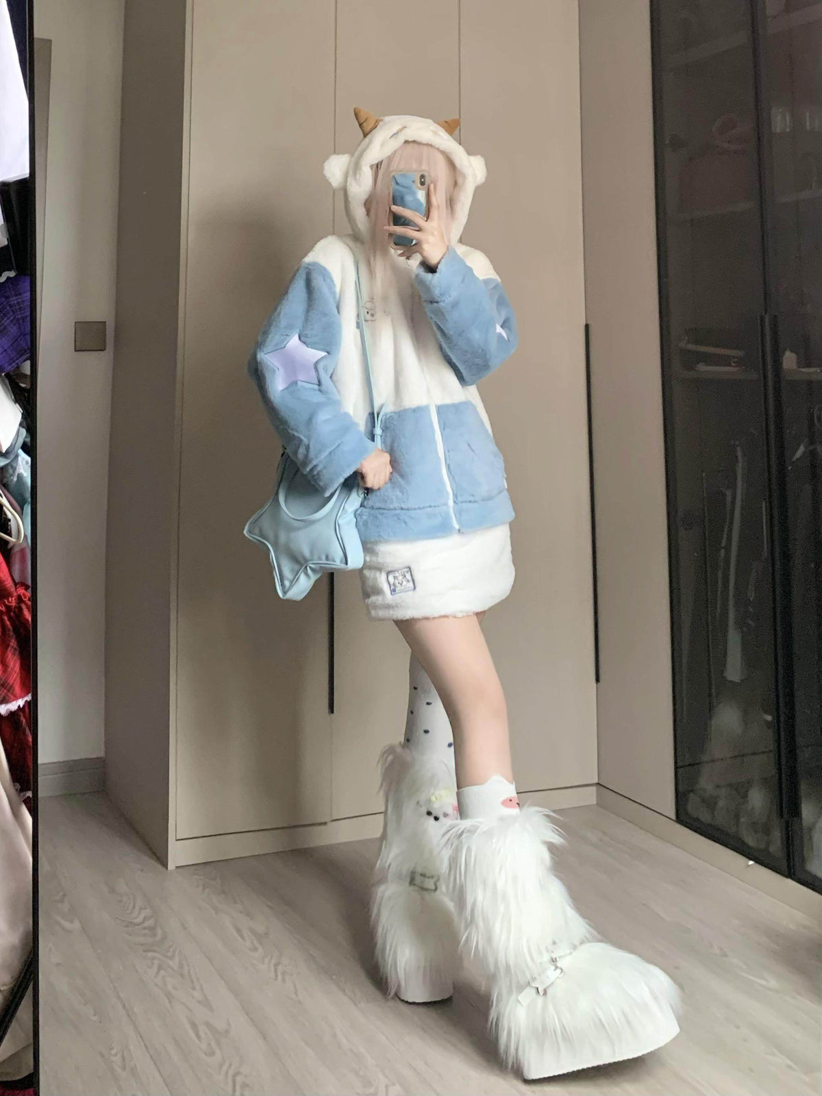 Y2K Fake Fur Platform Boots