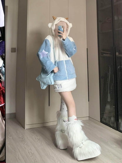 Y2K Fake Fur Platform Boots