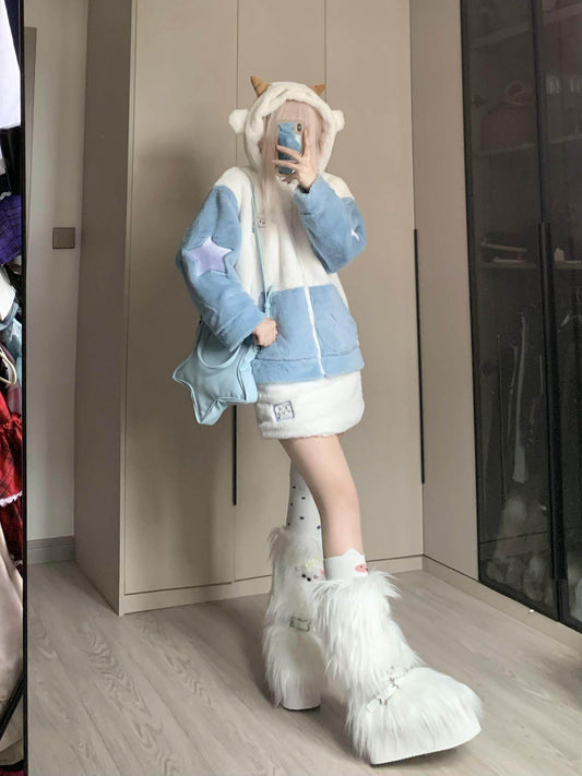 Y2K Fake Fur Platform Boots