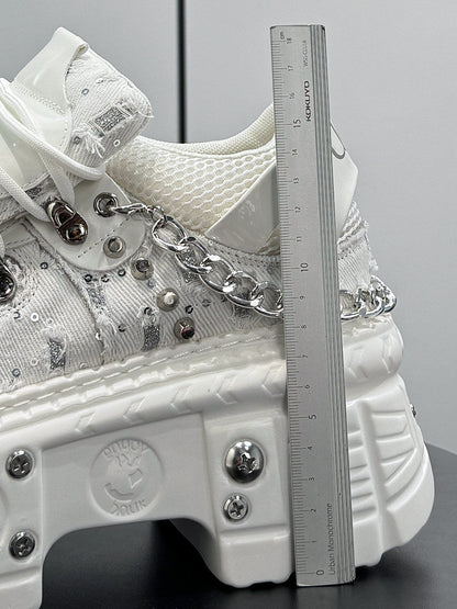 Chain Studs Damage Platform Sneakers WN24643