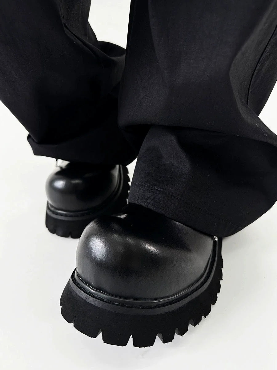Large Toe Derby Design Leather Shoes
