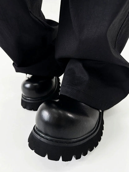 Large Toe Derby Design Leather Shoes