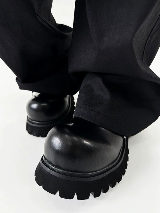 Large Toe Derby Design Leather Shoes