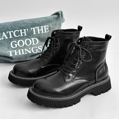 Chunky Lug Sole Platform Lace-Up Boots