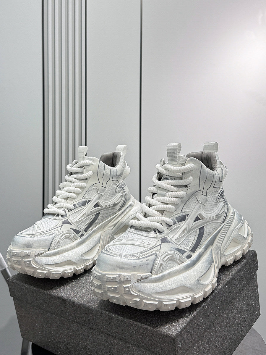 Mesh Panel High-Top Chunky Sole Sneakers