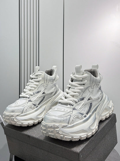 Mesh Panel High-Top Chunky Sole Sneakers