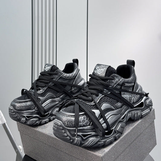 Platform Chunky Mesh Lace-Up Sneakers WN24827