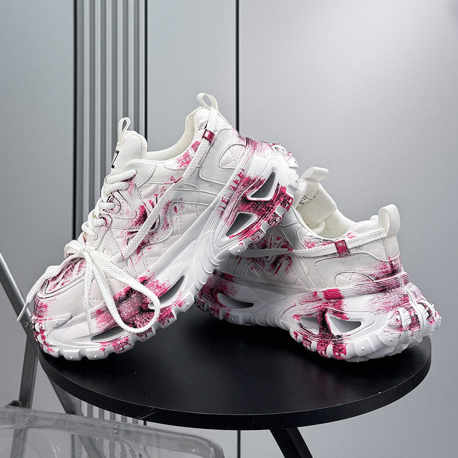 Paint Splash Air Sole Chunky Sole Sneakers