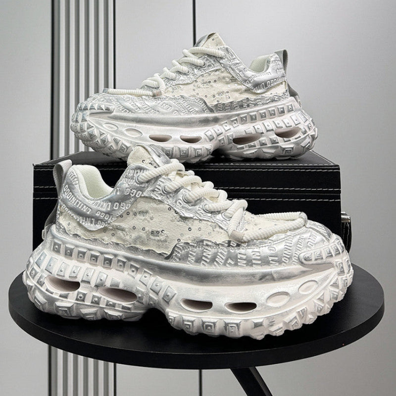 Denim Embroidery Air Sole Chunky Sole Sneakers WN24693