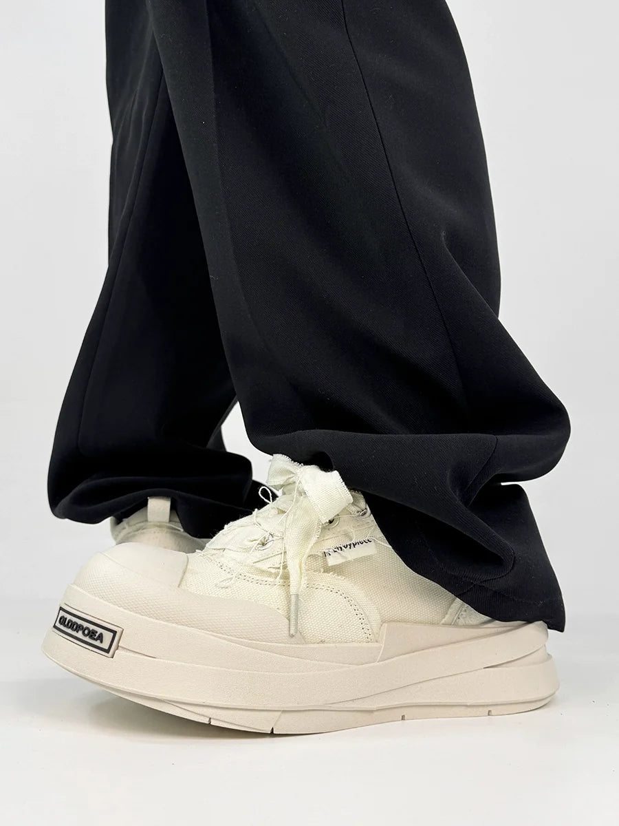 Chunky Sole Height Increase Large Toe Canvas Sneakers