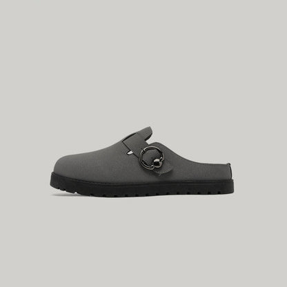 Metal Ring Strap Slip-On Mules