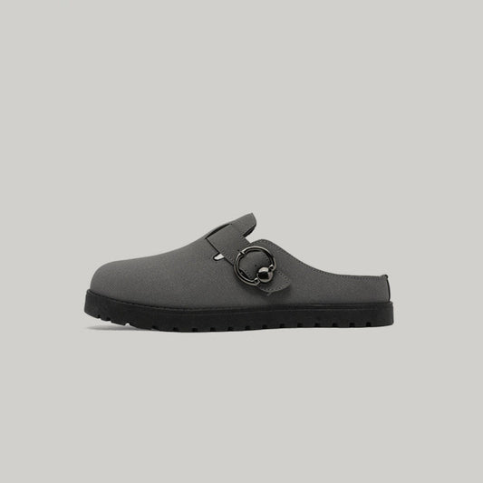 Metal Ring Strap Slip-On Mules