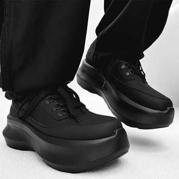 Matte Thick Sole PU Leather Derby Shoes