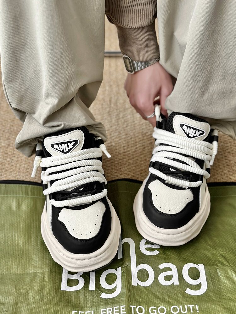Chunky Multi-Layer Platform Lace-Up Sneakers