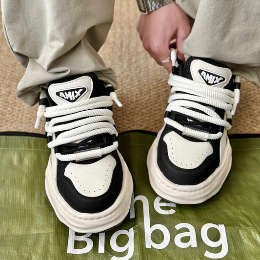 Chunky Multi-Layer Platform Lace-Up Sneakers