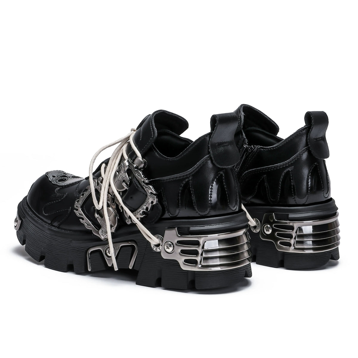 Metal Detail Chunky Sole Derby Leather Shoes