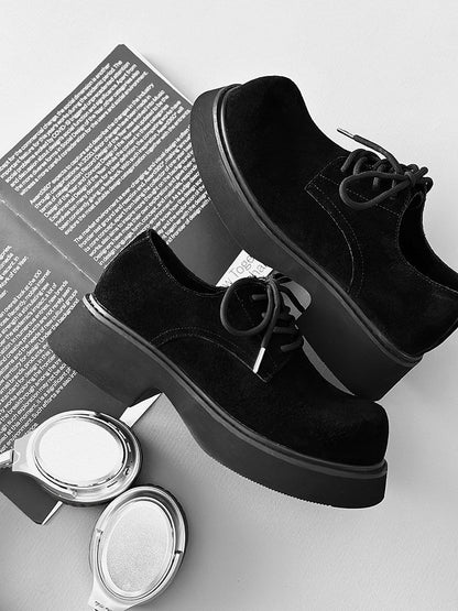 Suede Lace Up Thick Sole Shoes