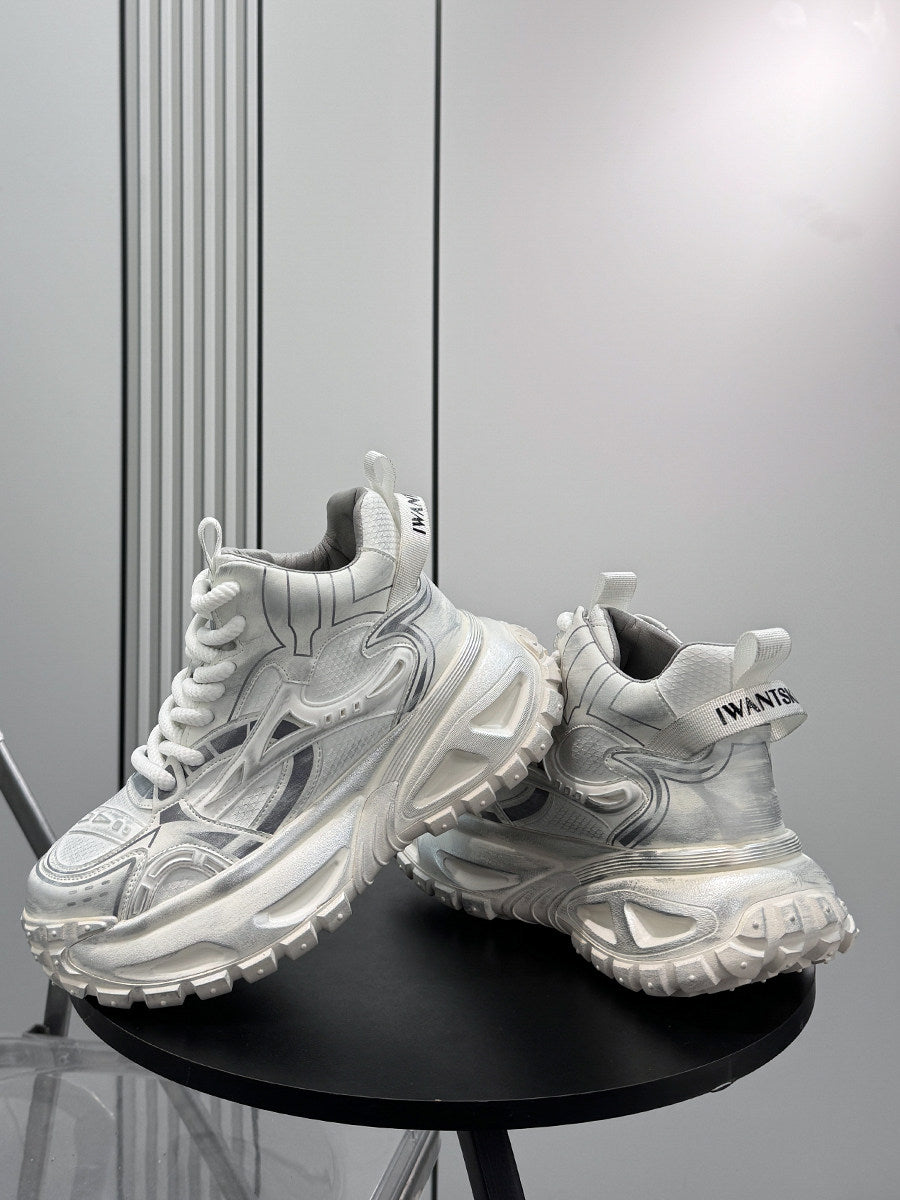 Mesh Panel High-Top Chunky Sole Sneakers