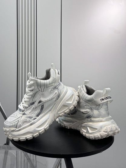 Mesh Panel High-Top Chunky Sole Sneakers