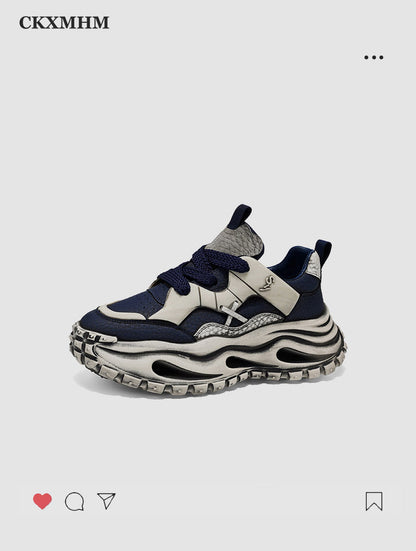 Strap Detail Chunky Sole Lace-Up Sneakers