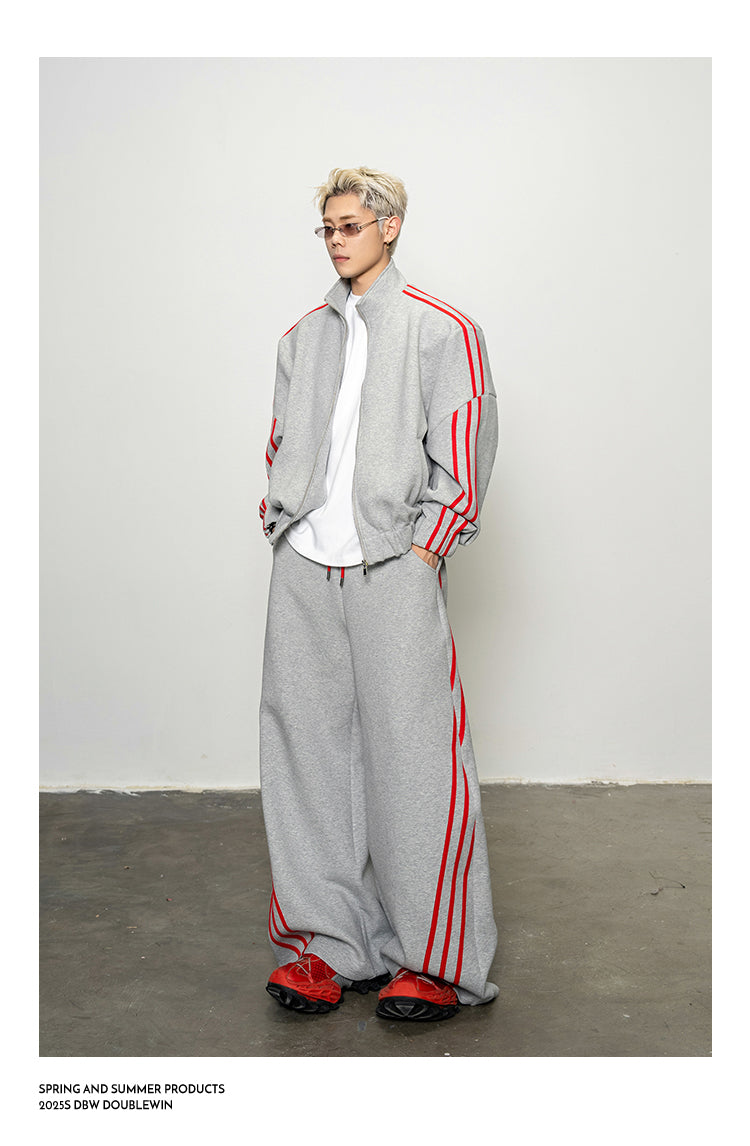 Rope Contrast Color Sweatshirt Set
