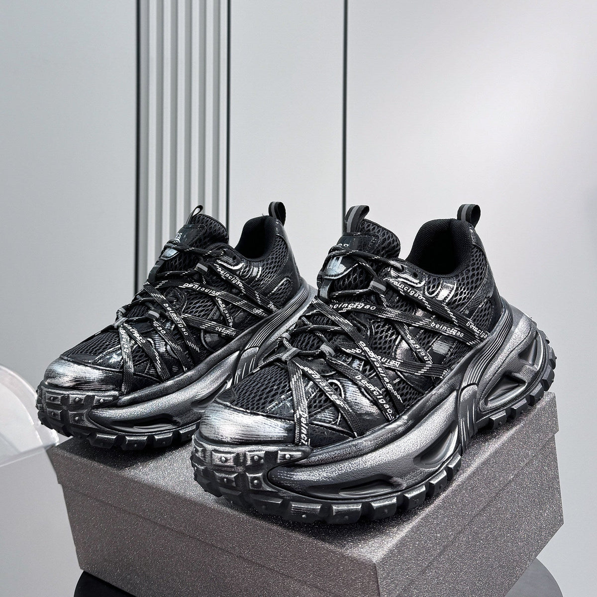 Mesh Rope Lace Chunky Sole Sneakers