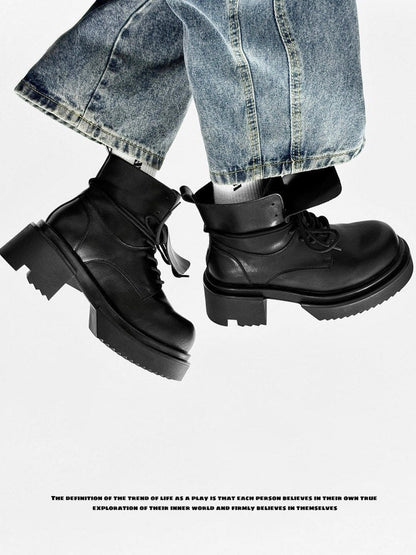 Chunky Platform Lace-Up Flap Boots