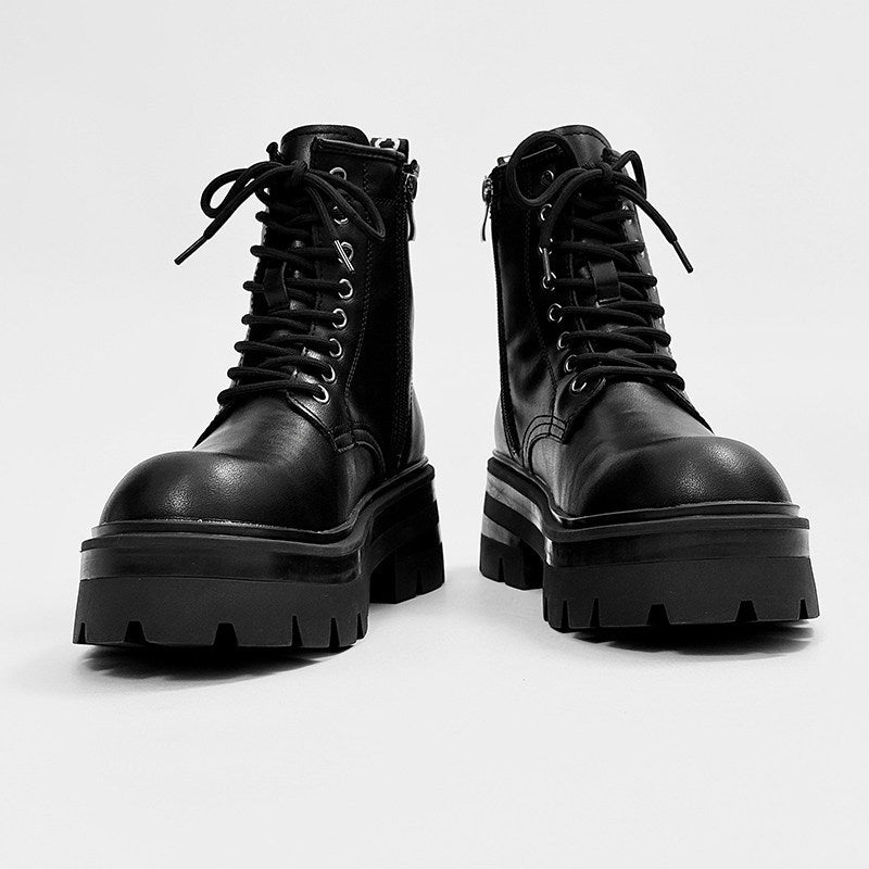 Lace Up Thick Sole Short Boots