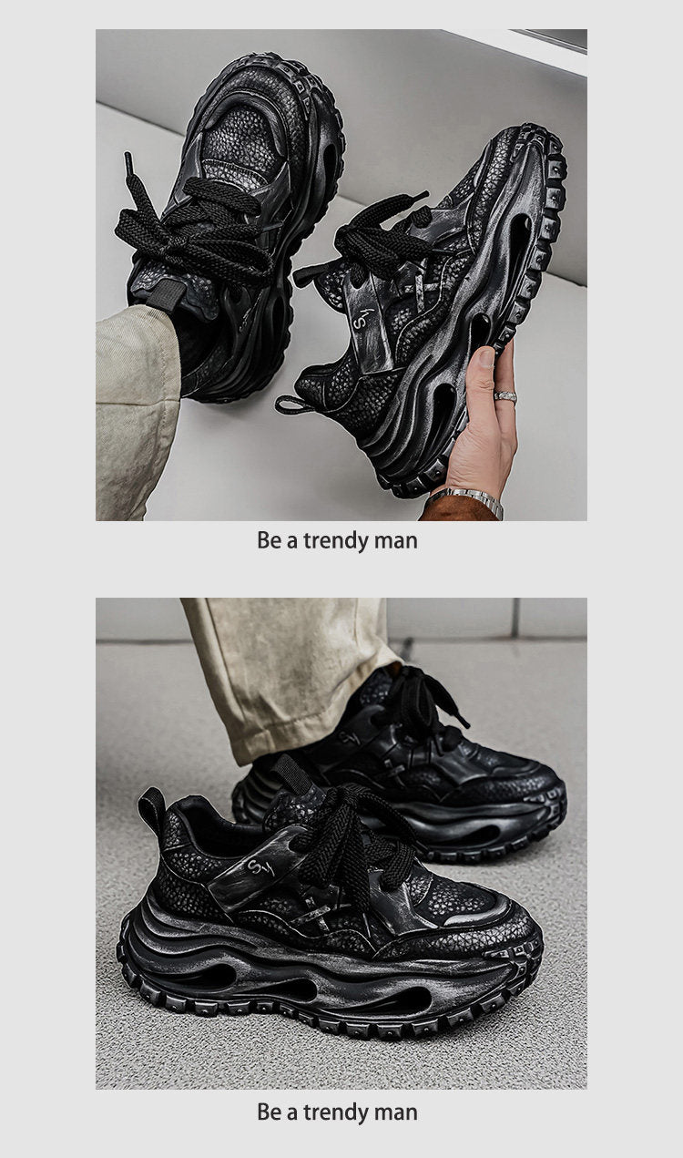 Strap Detail Chunky Sole Lace-Up Sneakers