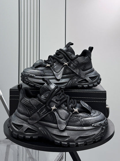 Platform Height-Increasing Damage Dad Sneakers